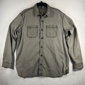 LL Bean Traditional Fit Long Sleeve Button Up Shirt Mens L Gray Cotton Blend